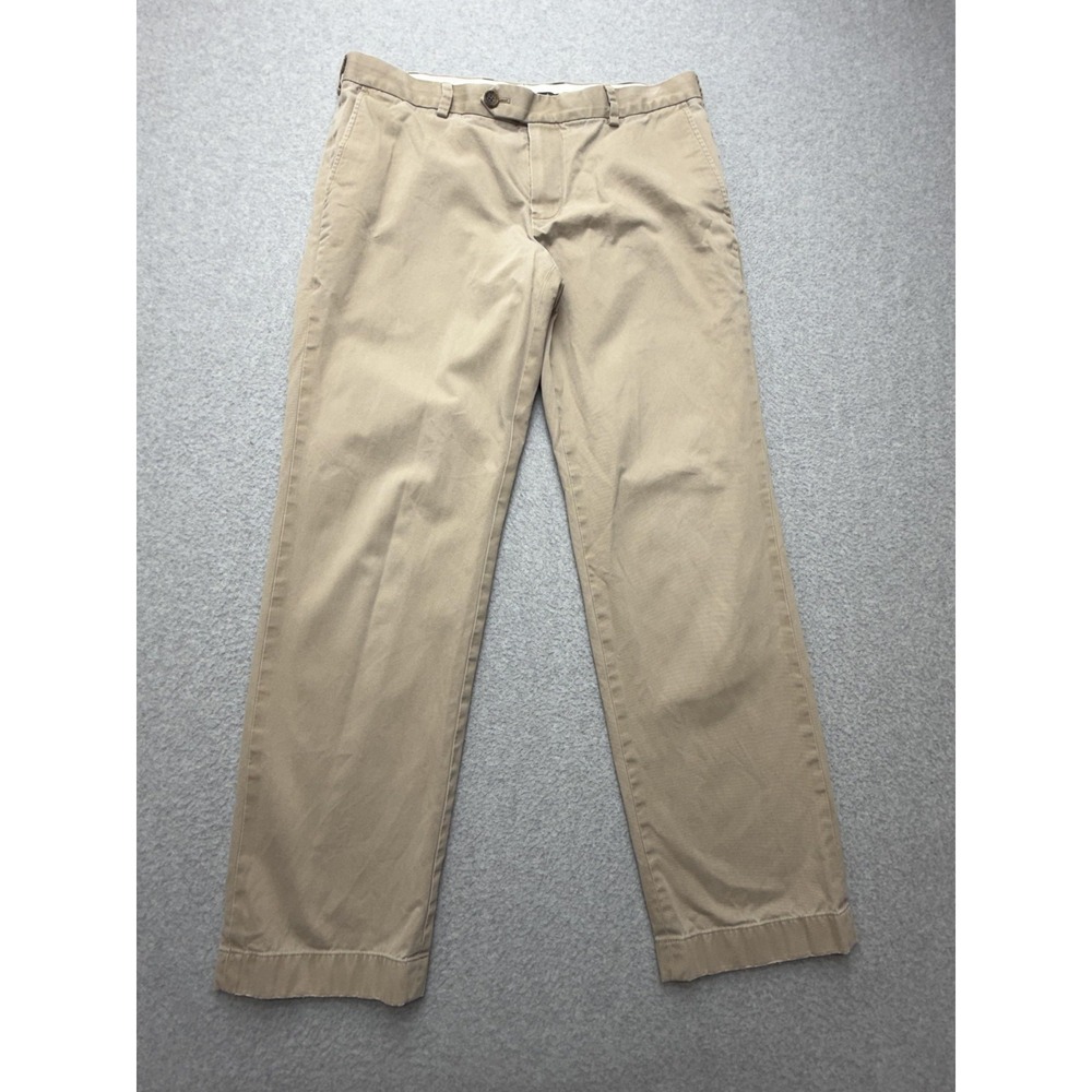 Brooks Brothers Pants Mens 35x32 Beige Milano Chino Slim Fit Straight Casual‎